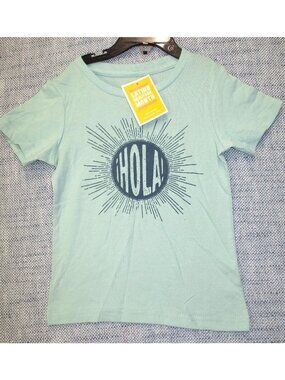 Hola Graphic Mint Green Kids T-Shirt Latino Heritage Month Short Sleeve 3T